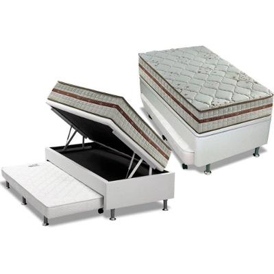 Cama Box Baú Solteiro: Colchão Molas Ensacadas D Angelis Anjos Classic + Base Crc Courano Branco (88x188)