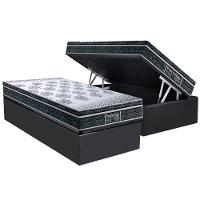 Cama Box Baú Solteiro: Colchão Molas Bonnel Probel Ensacadas Prodormir Springs Black + Base Crc Suede Gray (88x188) - 1