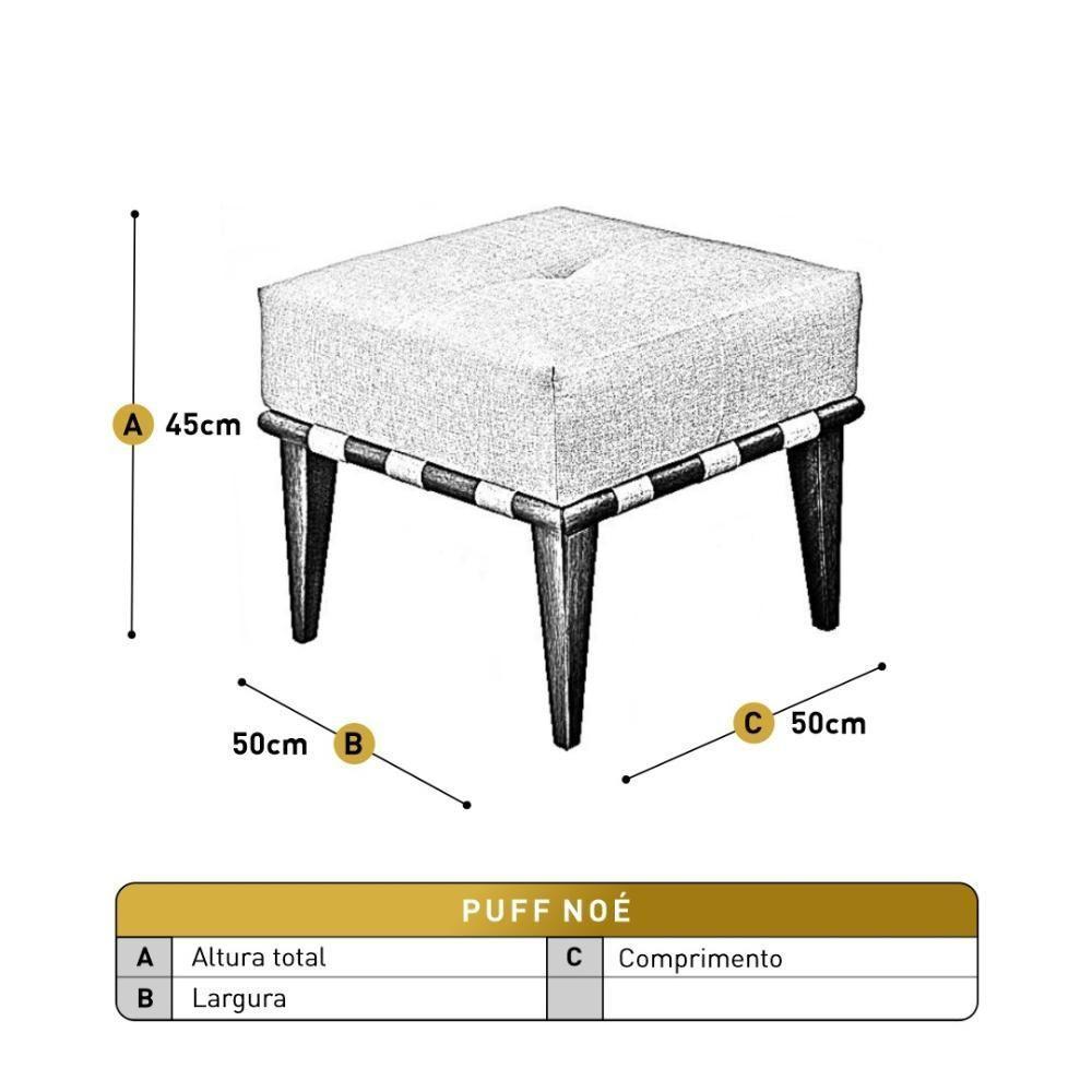 Conjunto - 2 Puffs Banqueta Noé Luxo Castellar Móbile Linho Cinza - 3
