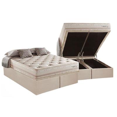 Cama Box Baú King: Colchão Molas Masterpocket Ensacadas Herval Maxspring Scotland + Base Crc Suede Clean (193x203)