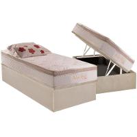 Cama Box Baú Solteiro: Colchão Molas Masterpocket Ensacadas Herval Pallace Bambu Plus + Base Crc Suede Clean (88x188) - 1