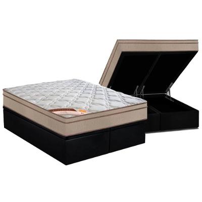 Cama Box Baú King: Colchão Molas Pocket Ensacadas Castor Revolution Híbrido + Base Crc Suede Black (193x203)