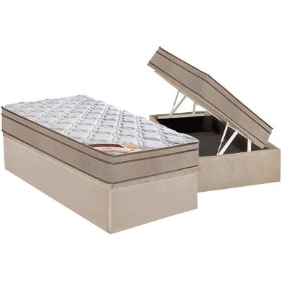 Cama Box Baú Solteiro: Colchão Molas Pocket Ensacadas Castor Revolution Híbrido + Base Crc Suede Clean (88x188)