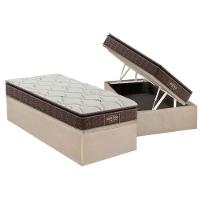 Cama Box Baú Solteiro: Colchão Anatômico Probel Guarda Costas Extra Firme + Base Crc Suede Clean (88x188) - 1
