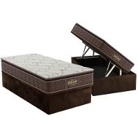 Cama Box Baú Solteiro: Colchão Anatômico Probel Guarda Costas Extra Firme + Base Crc Suede Brown (88x188) - 1