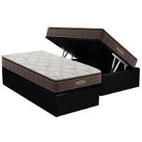 Cama Box Baú Solteiro: Colchão Anatômico Probel Guarda Costas Extra Firme + Base Crc Suede Black (88x188) - 1