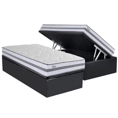 Conjunto Box Baú Solteiro: Colchão Espuma Herval Molas Ensacadas Parma + Base Crc Suede Gray (88x188)