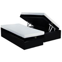 Cama Box Baú Solteiro: Colchão Molas Ensacadas Luckspuma Gold Line Elastic Zipper + Base Crc Suede Black (88x188) - 1