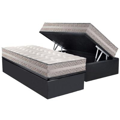 Conjunto Box Baú Solteiro: Colchão Espuma Paropas D28 - Master Prata Double Face 25 + Base Crc Suede Gray (88x188)