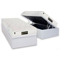 Cama Box Baú Solteiro: Colchão Molas Ensacadas Luckspuma Satisfaction Plus White + Base Crc Courano White (88x188) - 1