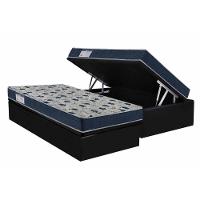 Cama Box Baú Solteiro: Colchão Ortopédico Ortobom D28 Iso 60 Super Firme + Base Crc Courano Black (88x188) - 1
