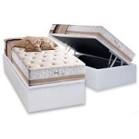 Cama Box Baú Solteiro: Colchão Molas Masterpocket Ensacadas Herval Maxspring Spain + Base Crc Courano White (88x188) - 1