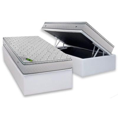 Cama Box Baú Solteiro: Colchão Molas Ensacadas Luckspuma Luck + Base Crc Courano White (88x188)