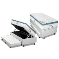 Cama Box Baú Solteiro: Colchão Molas Ensacadas Herval Meditare + Base Crc Courano Branco (88x188) - 1