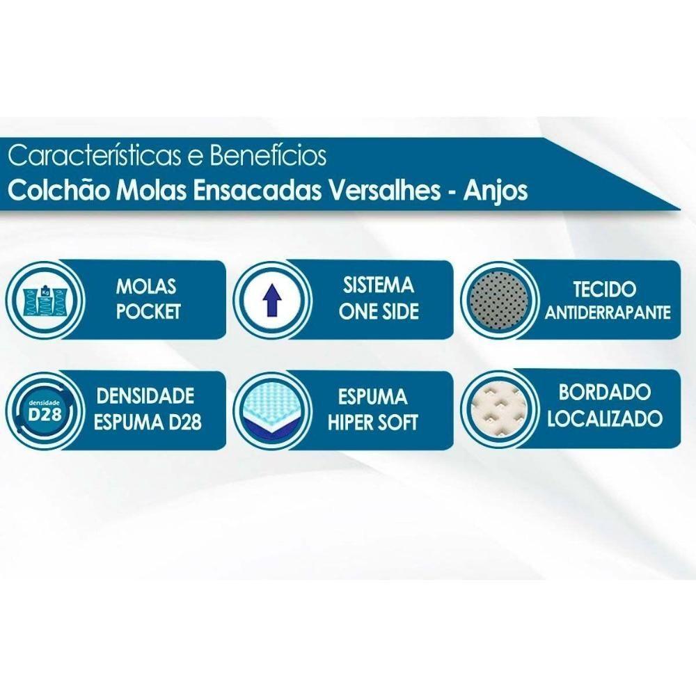 Cama Box Baú Solteiro: Colchão Molas Masterpocket Ensacadas D Angelis Anjos Versalhes + Base Crc Suede Gray (88x188) - 4