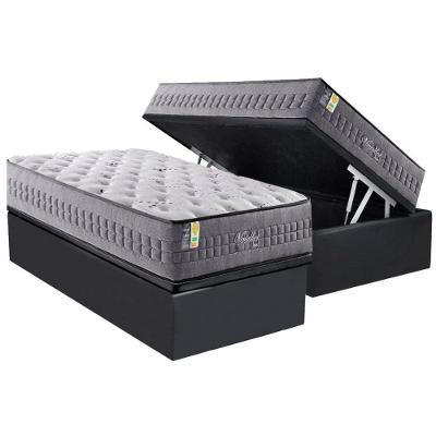 Cama Box Baú Solteiro: Colchão Molas Masterpocket Ensacadas D Angelis Anjos Versalhes + Base Crc Suede Gray (88x188)