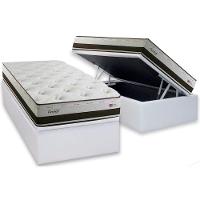 Cama Box Baú Solteiro: Colchão Molas Masterpocket Ensacadas Herval Maxspring Cardiff + Base Crc Courano White (88x188) - 1