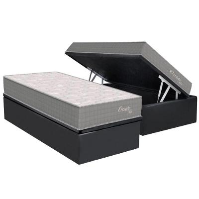 Cama Box Baú Solteiro: Colchão Molas Ensacadas Orthoflex Orvieto New + Base Crc Suede Gray (88x188)