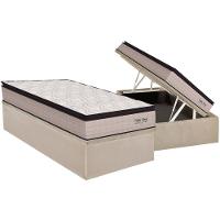 Cama Box Baú Solteiro: Colchão Molas Ensacadas Orthoflex Memory Hp + Base Crc Suede Clean (88x188) - 1