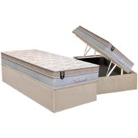 Cama Box Baú Solteiro: Colchão Molas Ensacadas Orthoflex Naturale + Base Crc Suede Clean (88x188) - 1