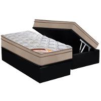 Cama Box Baú Solteiro: Colchão Molas Pocket Ensacadas Castor Revolution Híbrido + Base Crc Suede Black (88x188) - 1
