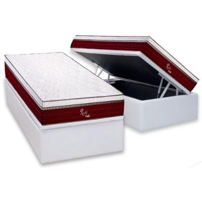 Cama Box Baú Solteiro: Colchão Molas Masterpocket Ensacadas Polar Rubi + Base Crc Courano White (88x188)