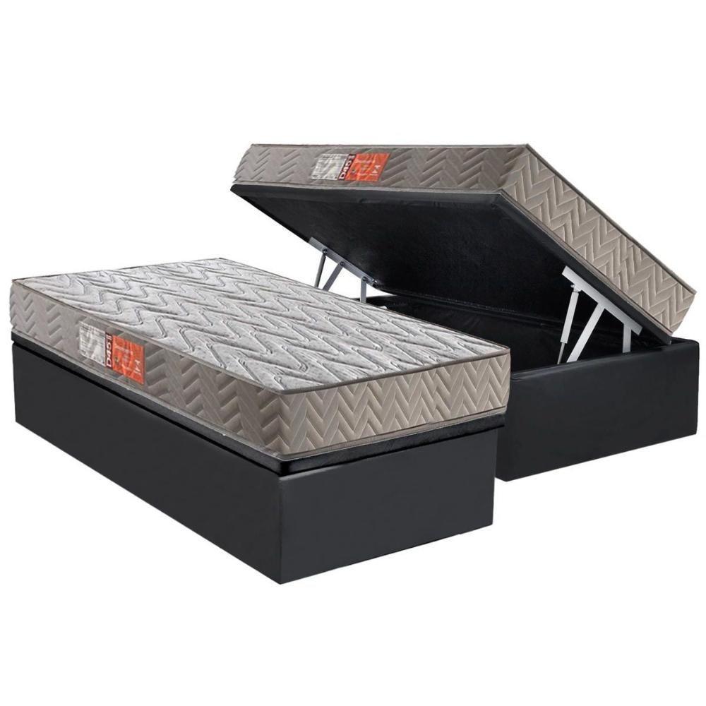 Conjunto Box Baú Solteiro: Colchão Espuma Paropas D45 Pasquale Gray + Base Crc Suede Gray (88x188) - 1