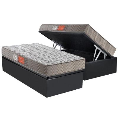 Conjunto Box Baú Solteiro: Colchão Espuma Paropas D45 Pasquale Gray + Base Crc Suede Gray (88x188)
