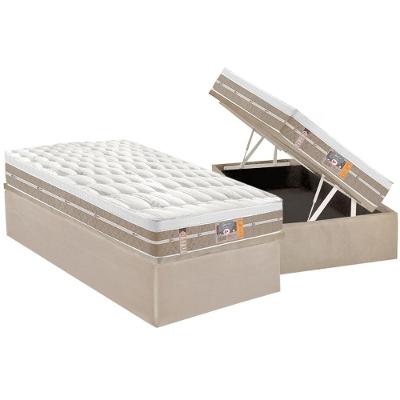 Cama Box Baú Solteiro Kit Colchão Molas Ensacadas Silver Star Air Suede Clean Bege Colchões Castor