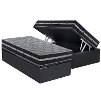 Cama Box Baú Solteiro: Colchão Molas Superpocket Ensacadas D Angelis Anjos Black Grafite + Base Crc Suede Gray (88x188) - 1