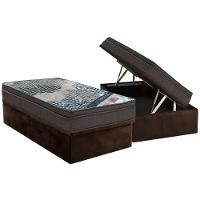 Cama Box Baú Solteiro: Colchão Molas Superpocket Ensacadas Ortobom Iso + Base Crc Suede Brown (88x188) - 1