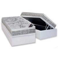 Cama Box Baú Solteiro: Colchão Molas Pocket Ensacadas Castor Super Luxo Látex Plush + Base Crc Courano White (88x188) - 1