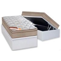 Cama Box Baú Solteiro: Colchão Molas Pocket Ensacadas Castor Revolution Híbrido + Base Crc Courano White (88x188) - 1