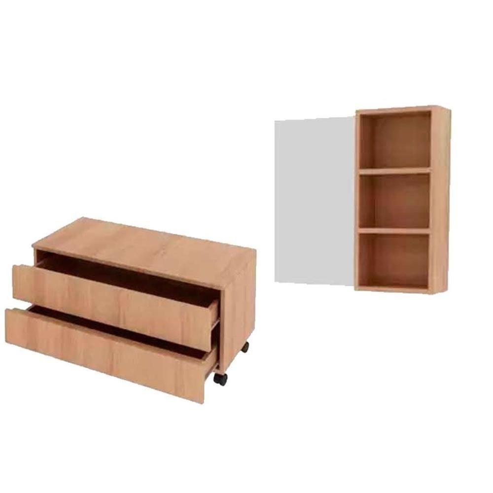 Armário C- Balcão Banheiro Rodizios Bn3603 S- Cuba 80cm E Espelho Bn3609 Amêndoa - Tecno Mobili - 3