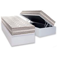 Conjunto Box Baú Solteiro: Colchão Espuma Paropas D33 D45- Pro Sono Double Face Prata + Base Crc Courano White (88x188) - 1
