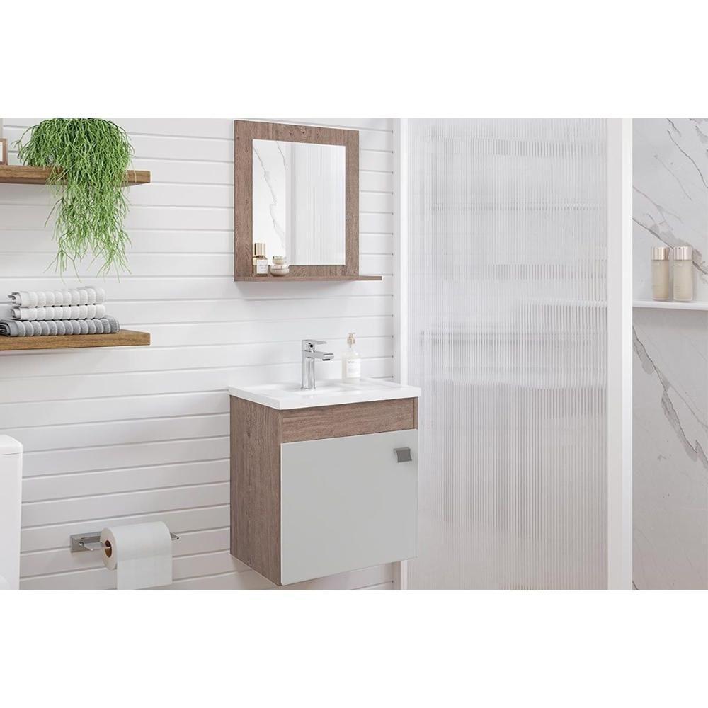 Balcão P- Banheiro Suspenso Iris C- Cuba 44cm E Espelheira 40cm Branco - Mgm - 5