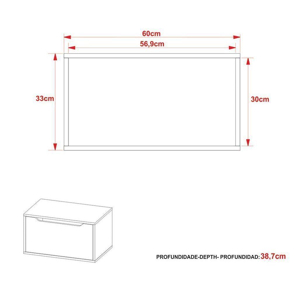 Balcão P- Banheiro Suspenso Bn3646 S- Cuba C- 1 Porta 60cm Branco - Tecno Mobili - 3