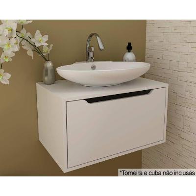 Balcão P- Banheiro Suspenso Bn3646 S- Cuba C- 1 Porta 60cm Branco - Tecno Mobili