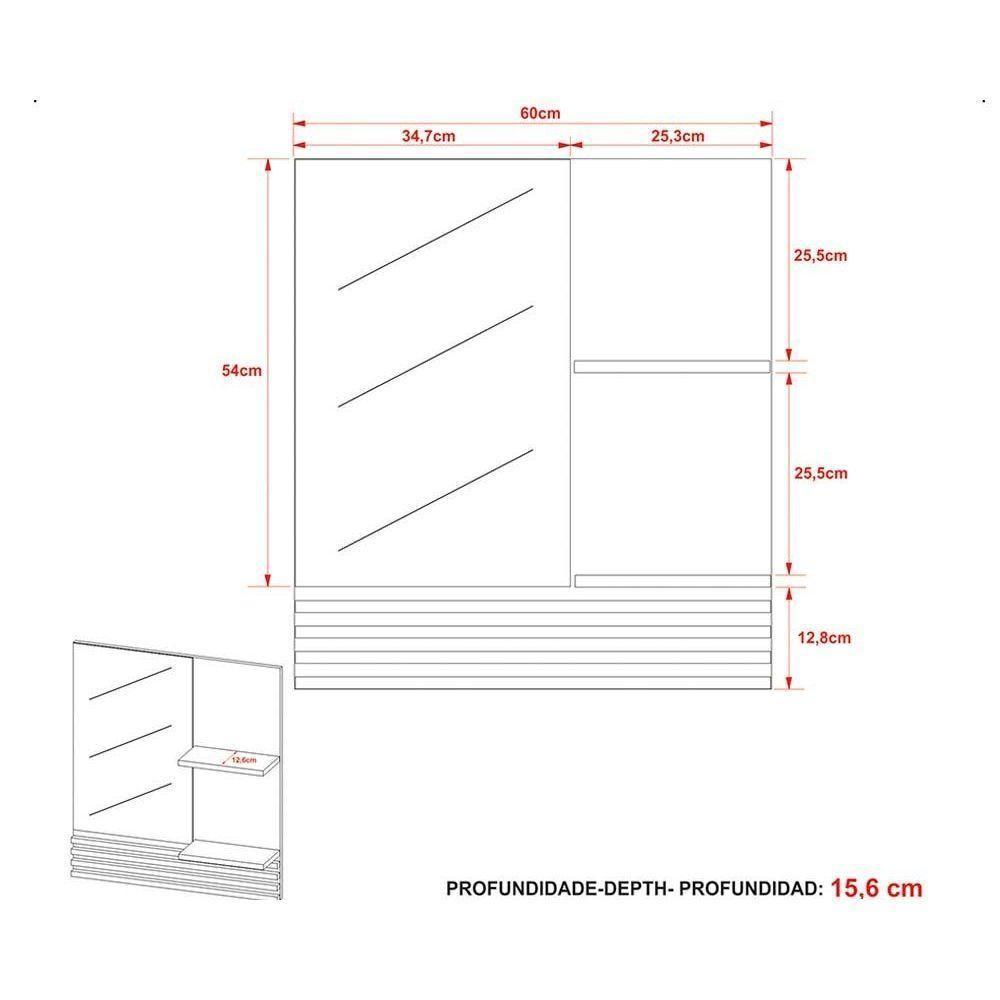 Armário C- Balcão Banheiro Rodizios Bn3603 S- Cuba 80cm E Espelho Bn3614 Amêndoa - Tecno Mobili - 10