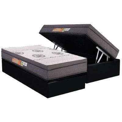 Cama Box Baú Solteiro: Colchão Ortopédico Polar D28 Orthopremium Grey + Base Crc Suede Black (88x188)