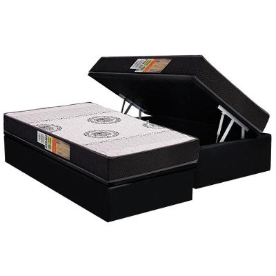 Cama Box Baú Solteiro: Colchão Ortopédico Polar D28 Orthoface Black + Base Crc Suede Black (88x188)