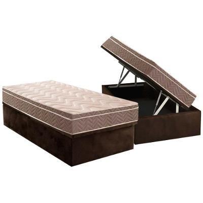 Cama Box Baú Solteiro: Colchão Ortopédico Paropas D28 Pasquale + Base Crc Suede Brown (88x188)