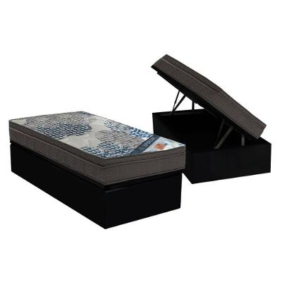 Cama Box Baú Solteiro: Colchão Molas Superpocket Ensacadas Ortobom Iso + Base Crc Courano Black (88x188)