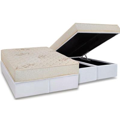 Conjunto Box Baú Queen: Colchão Molas Luckspuma D45 Gran Luck Pró Saúde + Base Crc Courano White (158x198)