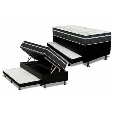 Cama Box Baú Solteiro: Colchão Molas Bonnel Orthoflex Venezia Black + Base Crc Courano Black (88x188)
