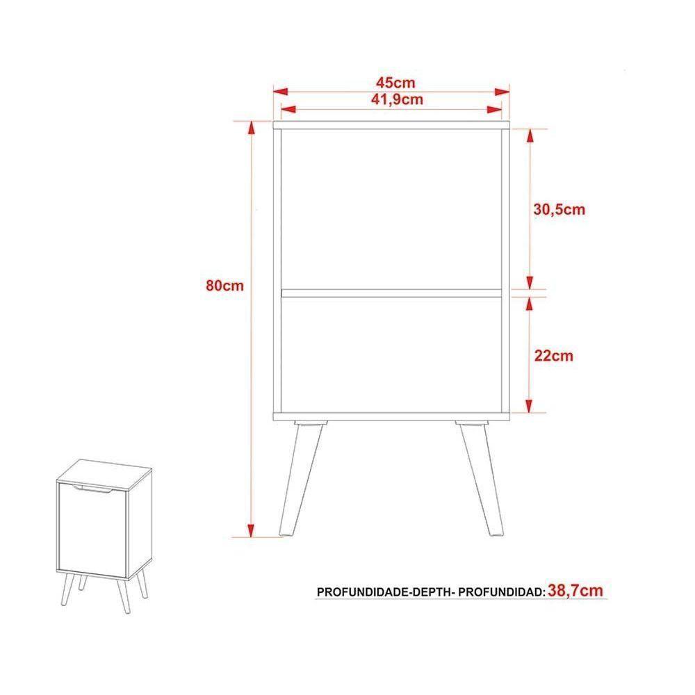Bancada De Banheiro C- Pés Bn3641 S- Cuba C- 1 Porta 45cm Preto - Tecno Mobili - 3
