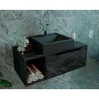 Bancada De Banheiro Suspenso Bn3644 S- Cuba C- 1 Porta 80cm Mármore Lunar - Tecno Mobili - 1