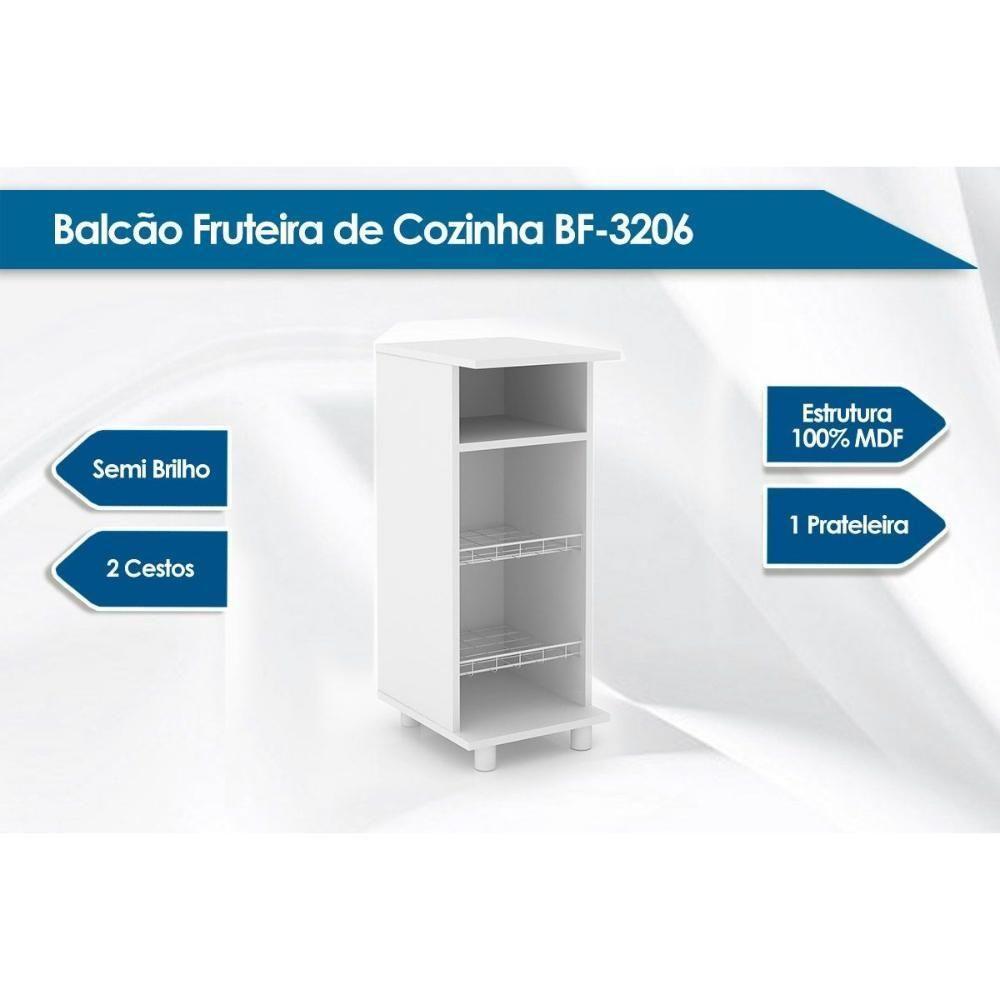 Balcão De Cozinha Fruteira Bf-3206 C- 2 Cestos 31cm Branco - Tecno Mobili - 2