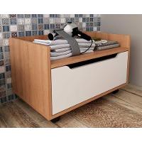 Bancada De Banheiro Suspenso C- Rodizio Bn3647 S- Cuba C- 1 Gaveta 60cm Amêndoa-branco - Tecno Mobili - 1