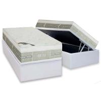 Cama Box Baú Solteiro: Colchão Molas Pocket Ensacadas Castor Eurotop Summer E Winter + Base Ctc Courano White (88x188) - 1